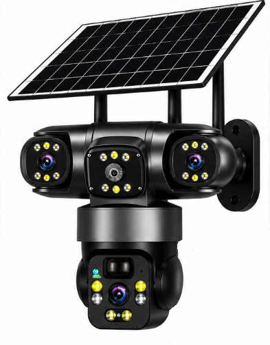 Camera de Supraveghere JE 195 Solara 4G cu 3 Obiective 3 Ecrane PTZ 355 de 12MP WiFi SIM Audio Bidirectional si Vedere Nocturna